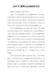 [3000字]暑期社会实践报告范本