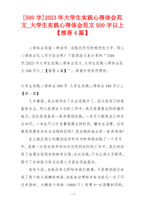 [500字]2023年大学生实践心得体会范文_大学生实践心得体会范文500字以上【推荐4篇】