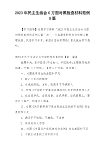 2023年民主生活会6方面对照检查材料范例5篇