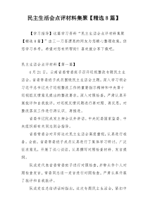 民主生活会点评材料集聚【精选8篇】