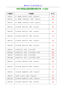 HSDO辉视达监控器材报价单(不含税)