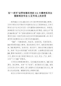 在一把手谈贯彻落实党的XX大精神系列主题新闻发布会X区专场上的发言