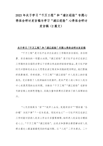 2023年关于学习“千万工程”和“浦江经验”专题心得体会研讨发言稿与学习“浦江经验”心得体会研讨