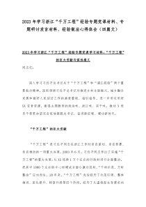 2023年学习浙江“千万工程”经验专题党课材料、专题研讨发言材料、经验做法心得体会（四篇文）