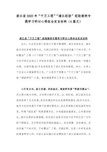 浙江省2023年“千万工程”“浦江经验”经验案例专题学习研讨心得体会发言材料（4篇文）