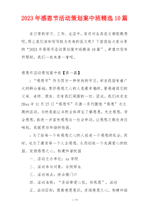 2023年感恩节活动策划案中班精选10篇