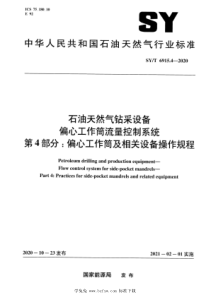  SYT 6915.4-2020 石油天然气钻采设备 偏心工作筒流量控制系统 第4部分：偏心工作筒及