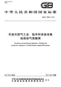 GBT 26507-2011 石油天然气工业 钻井和采油设备 地面油气混输泵