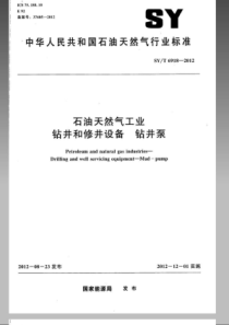 SYT 6918-2012 石油天然气工业钻井和修井设备钻井泵