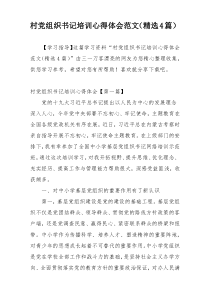 村党组织书记培训心得体会范文（精选4篇）