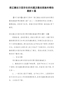 清正廉洁方面存在的问题及整改措施有哪些最新5篇