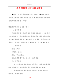 个人师德计划【推荐5篇】