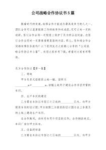 公司战略合作协议书5篇