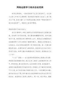 网络远程学习培训总结范例