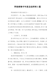 网络销售半年度总结样例3篇