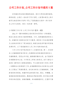 公司工作计划_公司工作计划书通用5篇