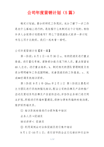 公司年度营销计划（5篇）