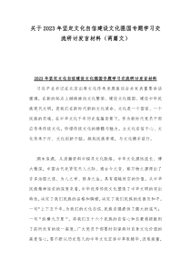 关于2023年坚定文化自信建设文化强国专题学习交流研讨发言材料（两篇文）