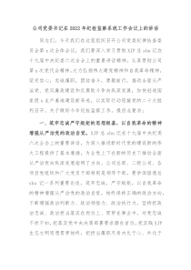 (领导讲话稿)公司党委书记在2022年纪检监察系统工作会议上的讲话