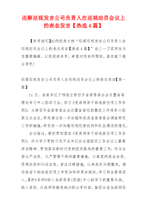 巡察巡视发言公司负责人在巡视动员会议上的表态发言【热选4篇】