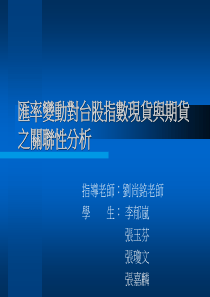 汇率变动对台股指数现货与期货之关联性分析