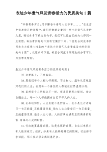 表达少年意气风发青春活力的优质美句3篇