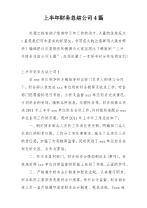 上半年财务总结公司4篇