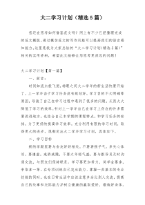 大二学习计划（精选5篇）