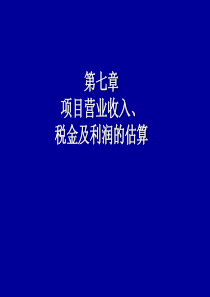 第七章 项目销售收入、税金及