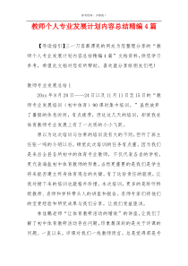 教师个人专业发展计划内容总结精编4篇