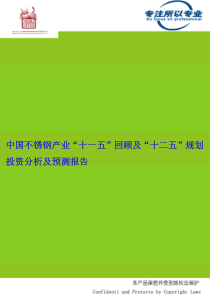 中国不锈钢产业“十一五”回顾及“十二五”规划投资分析及预测报告