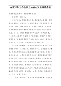 在区半年工作会议上的表态发言推选借鉴