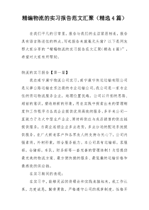 精编物流的实习报告范文汇聚（精选4篇）