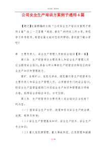 公司安全生产培训方案例子通用4篇