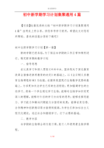 初中新学期学习计划集聚通用4篇