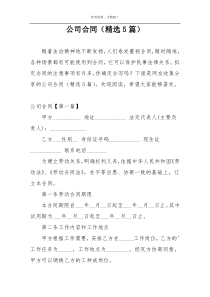 公司合同（精选5篇）