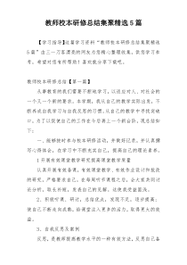 教师校本研修总结集聚精选5篇