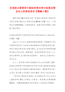 在党政主要领导干部经济责任审计结果反馈会议上的表态发言【精编4篇】