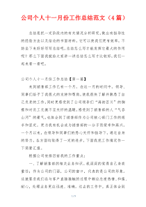 公司个人十一月份工作总结范文（4篇）