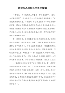 教学反思总结小学语文精编