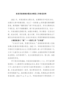 政协系统持续加强自身建设工作综述材料