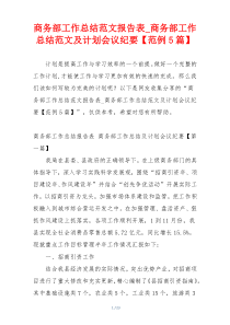 商务部工作总结范文报告表_商务部工作总结范文及计划会议纪要【范例5篇】