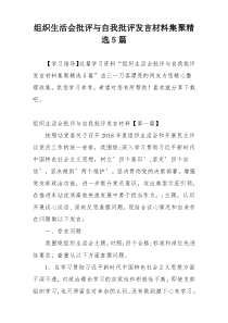 组织生活会批评与自我批评发言材料集聚精选5篇