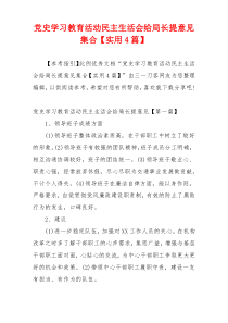 党史学习教育活动民主生活会给局长提意见集合【实用4篇】