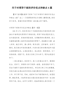 关于对领导干部的评价优点和缺点4篇