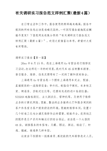 有关调研实习报告范文样例汇聚（最新4篇）