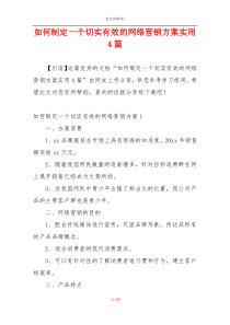 如何制定一个切实有效的网络营销方案实用4篇