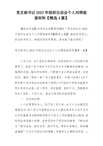 党支部书记2023年组织生活会个人对照检查材料【精选4篇】