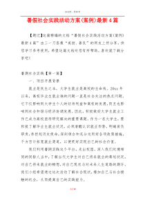 暑假社会实践活动方案(案例)最新4篇