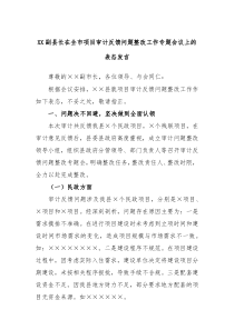 XX副县长在全市项目审计反馈问题整改工作专题会议上的表态发言